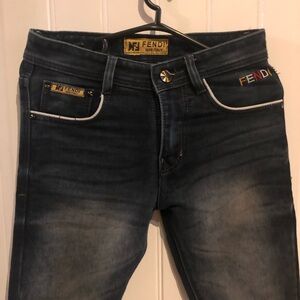Fendi Roma 1925 Italy Authentic Designer Men’s  Blue Jeans Size 28 Slim Fit